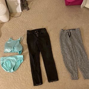 Justice pants and swimsuits